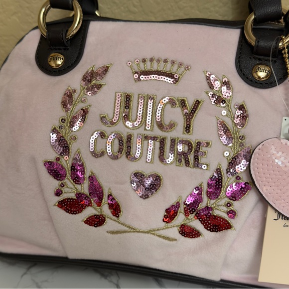 NWT Juicy Couture Pink and Black Velvet Women's Handbag - Picture 2 of 7